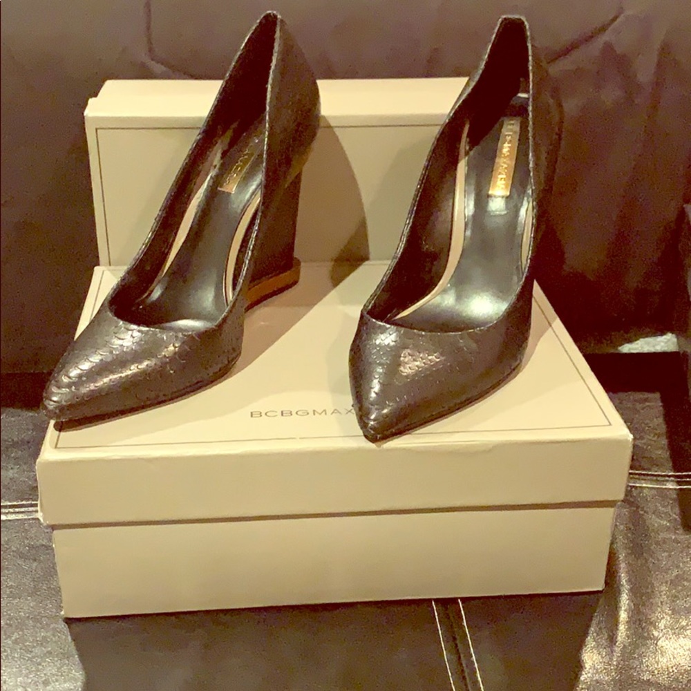 BCBG leather wedge heel